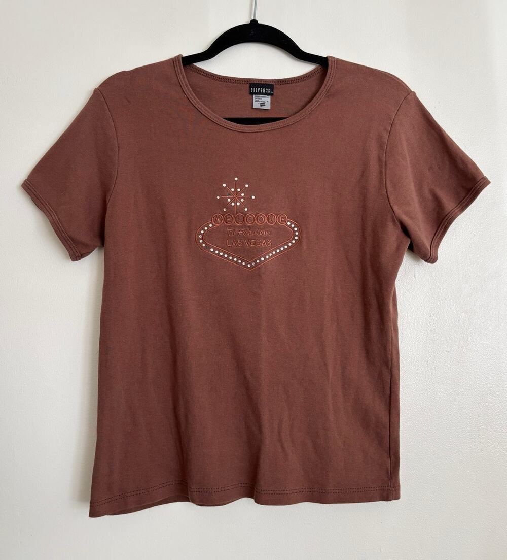 Brown Hanes 'Welcome to Fabulous Lag Vegas' Boxy Baby Tee XL